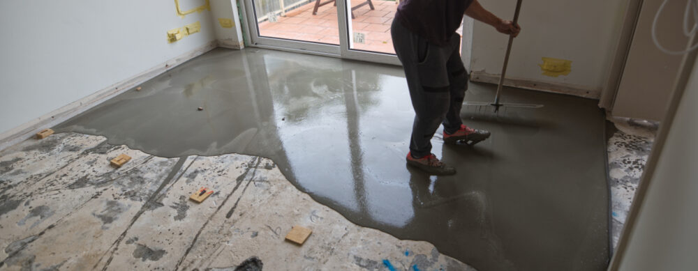 Self leveling concrete floor
